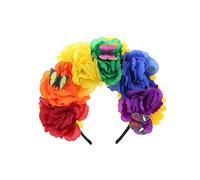 Bandeau de fleurs Jour des morts pour Halloween Couronne florale pour cheveux avec papillons 10,2 cm Couronne gothique Accessoires pour cheveux Robe Cosplay