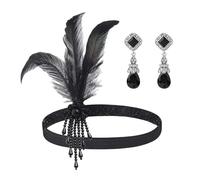 Bandeau De Gland En Plumes 1 Pièce Et 1 Paire De Boucles D'Oreilles En Strass, Bijoux Vintage, Accessoires De Jeu De Rôle, Accessoires De Costumes De Mascarade.