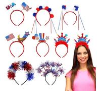 Bandeau de jour de l'indépendance, bandeau du 4 juillet | Boppers de tête de drapeau patriotique,8 paires Memorial Day et accessoires du 4 juillet, fête de l'indépendance, favoris des costumes de para