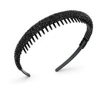 Bandeau de lavage du visage avec accents incrustés brillants, accessoire de cheveux antidérapant pour les routines de soins de la peau et élégant au quotidien, noir, 1 pièce