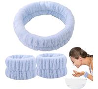 Bandeau de lavage pour poignet - Élastique - Avec bandeau éponge - En microfibre - Pour femme et fille - Bleu