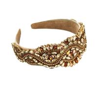 Bandeau de luxe baroque super clignotant avec pierres précieuses, accessoires pour cheveux pour femmes, bandeau à larges bords en diamant (champagne)