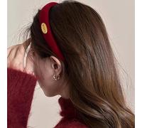 Bandeau de luxe en velours bordeaux avec emblème doré sophistiqué haut crânien extensible accessoire de cheveux élégant pour un usage quotidien et des occasions spéciales