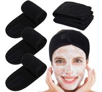 Bandeau de maquillage 1 pièce, bandeaux multifonctions de couleur unie for femmes, lavage du visage/Yoga/maquillage, réglables, accessoires for cheveux(Black)