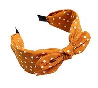 Bandeau de maquillage - Doux à pois imprimé Bowknot cerceau de cheveux femmes large bande bandeau en tissu HeadTwine - Bleu(Yellow)