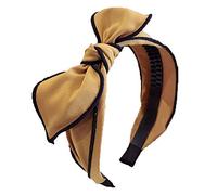 Bandeau de maquillage - Doux femmes Bowknot cerceau de cheveux couleur unie large tissu bandeau fête HeadTwine - Bleu(Yellow)