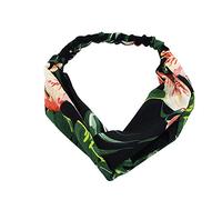 Bandeau de maquillage - Femmes Mode Feuille de Bananier Flamingo Croix Bande de Cheveux Bandeau Élastique Chapeaux - Noir(Black)