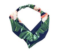 Bandeau de Maquillage - Femmes Mode Feuille de Bananier Flamingo Croix Bande de Cheveux Bandeau Élastique Chapeaux - Noir(Navy Blue)