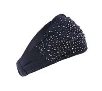 Bandeau de maquillage super doux pour le yoga avec strass - Couleur unie - Accessoires de cheveux pailletés pour femmes et filles - Noir