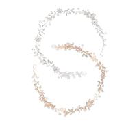 Bandeau De MariéE 2 pièces chapellerie de mariée fleur bandeaux de mariée perle bijoux de cheveux accessoires de cheveux de mariage morceau de cheveux de bal(Silver and Gold)