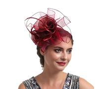 Bandeau de mariée, bandeau de mariée, avec plume en organza, pince à cheveux, pour mariage et course, ensemble vêtements pour homme (taille unique)