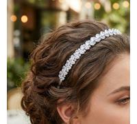 Bandeau de mariée décoré de zirconium cubique, diadèmes de fête, accessoires de mariage, accessoires de la Saint-Valentin Taille UniqueUnicoloreCuivre