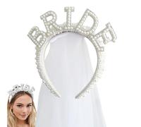 Bandeau de mariée en perles, bandeaux de mariage pour mariée,Voile mariée casque mariée à être bandeau - Bandeau de perles élégant, couvre-chef de mariée pour enterrement de vie de jeune fille, fête p