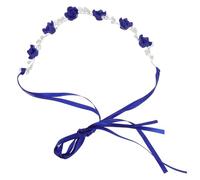 Bandeau de Mariée Fleur Bleu Imitation Orné de Perles en Polymère Rétro