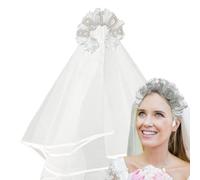 Bandeau de mariée perlé, bandeau de mariage pour la mariée,Bachelorette Head Bands Anti-Slip Headpiece with Veil | Bande de tête de perle brillante, décorations de fête de bachelorette en tulle doux