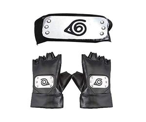 Bandeau de ninja Master Online - Bandeau et gants de cosplay Hatake Kakashi Ninja - Accessoires de cosplay (Noir)