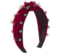 Bandeau de Noël à large bord avec perles assorties ornées de perles - Bandeau de sport de Noël à large bord pour femme