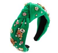 Bandeau de Noël pour femme à large bord avec perles et strass ornés pour filles pour le lavage du visage et le sport