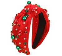 Bandeau De NoëL, Serre-Tête De NoëL, Serre Tete Noel, Bandeau Noel Avec Des Perles Et Des Diamants En Cristal, Convient Aux Femmes Et Aux Filles, Rougea