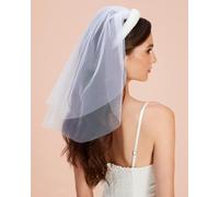 Bandeau de Perles avec Voile de Mariée Blanc Amovible, Bride Headband, Serre Tete Perles Bride, Bandeau Voile Mariée pour Partie de Poule, Fête Prénuptiale, Fiançailles, Cadeau de Mariée