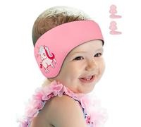 Bandeau de Piscine pour Oreilles d'Enfant, Bandeau Élastique en Néoprène avec Bouchons d'Oreille pour la Natation et Autres Sports Nautiques (Rose, M)