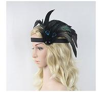 Bandeau De Plume 20s bandeau de plumes Gatsby Accessoires 1920S Pique-cou de Flapper Bandeau Plume De Paon(7)