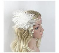 Bandeau De Plume 20s bandeau de plumes Gatsby Accessoires 1920S Pique-cou de Flapper Bandeau Plume De Paon(4)