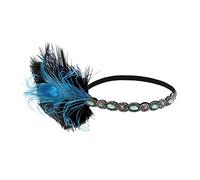 Bandeau De Plume Coies de coiffe des années 1920 Plume Vintage + Bande élastique Trayon Warmer Headwear Bandeau Plume De Paon(B)