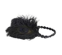 Bandeau De Plume Coies de coiffe des années 1920 Plume Vintage + Bande élastique Trayon Warmer Headwear Bandeau Plume De Paon(A)