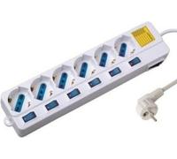 Bandeau de prises avec 6 prises et interrupteur Ewent EW3932 1,5 m 2500W blanc