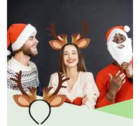 Bandeau De Renne - 8,39x9,41 Pouces Tissu + Pp + Pp Coton De Noël Cerceau Chant Chant Avec Oreilles Et Cloches | Accessoire Dee Costumes Dee Fête D Vacances Mignons Pour Les Adultes Et Les Enf