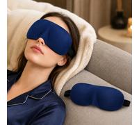 Bandeau de sommeil 3D ultra doux, couverture des yeux bloquant complètement la lumière avec sangle réglable pour la sieste et la relaxation, bleu foncé