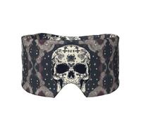 Bandeau de sommeil avec motif tête de mort et fleurs - Masque rembourré - Cache-oreilles réglable - Pour une relaxation profonde