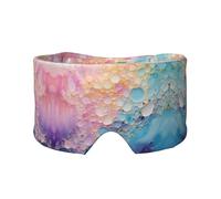 Bandeau de sommeil latéral unisexe en marbre coloré bleu, masque de sommeil et cache-oreilles (68,1 x 10,9 cm), intérieur et extérieur, voyage, yoga, confort réglable