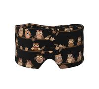 Bandeau de sommeil mignon marron avec motif chouettes de dessin animé, masque rembourré chauffe-oreilles, bandeau réglable, pour une relaxation profonde