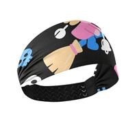 Bandeau de sorcière d'Halloween en forme de cœur noir et bleu rafraîchissant pour femme, bandeau extensible pour cheveux pour femme, pour le maquillage, les entraînements, le sport, le football