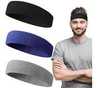 Bandeau de Sport, 3 Pièces Bandeau Sport pour Hommes Femmes, Bandeaus Transpiration Sport, Élastique Bandeaux de Sport, Bandeaus Coton Sport pour Fitness Courir Jogging Yoga Vélo (C)