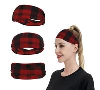 Bandeau de sport à carreaux rouges et noirs pour homme et femme, bandeau de sudation évacuant l'humidité, bandeau de course à pied, bandeau extensible pour tennis