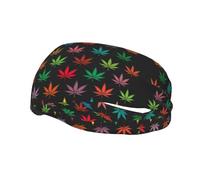 Bandeau de sport à évacuation de l'humidité avec feuilles de cannabis colorées, bandeau de transpiration extensible antidérapant pour la course à pied, l'entraînement de yoga, unisexe