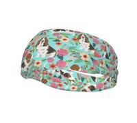 Bandeau de sport à imprimé floral pour chien de race Basset Hound - Bandeau de sport polyvalent pour enfants et adultes, bandeau réglable