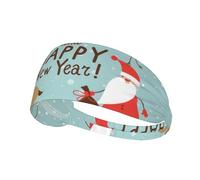 Bandeau de sport à motif « Merry Christmas and Happy New Year » - Bandeau élastique pour le yoga, adapté pour la course, le fitness, le cyclisme et d'autres sports.