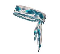 Bandeau de sport à motif vague de mer bleu dessin animé, convient pour les voyages en plein air et divers sports, bandeau de sport unisexe absorbant la transpiration