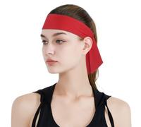Bandeau de Sport à Nouer Rouge en Polyester pour Hommes et Femmes | Tissu Respirant, Maintien Réglable, Look Bandana Uni, pour Salle et Fêtes Pirates, 24g
