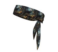 Bandeau de sport absorbant la transpiration avec oiseaux noirs et fleurs, antidérapant et réglable, idéal pour la course, le basket-ball, le yoga