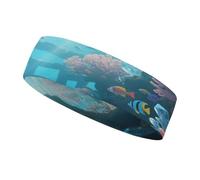 Bandeau de Sport Absorbant la Transpiration, Tendance et antidérapant, imprimé Labyrinthe sous-Marin, Accessoire d'été, élastique, idéal pour la Salle de Sport, Le Football, Le Yoga, la Course à Pie