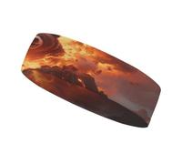 Bandeau de Sport Absorbant la Transpiration, Tendance et antidérapant, imprimé Storm Magma Island, Accessoire d'été, élastique, idéal pour la Salle de Sport, Le Football, Le Yoga, la Course à Pied e