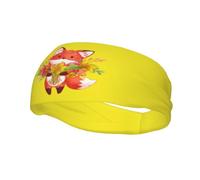 Bandeau de sport antidérapant en forme de renard roux avec un gros bouquet de feuilles mortes pour homme et femme, idéal pour la gym, le basket-ball, le yoga