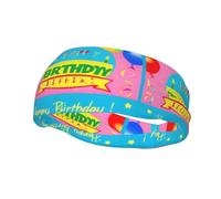 Bandeau de sport avec ballons « Happy Birthday », léger, extensible, respirant, absorbant l'humidité pour homme et femme