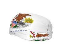 Bandeau de sport avec drapeau de l'État de l'Illinois - En tissu éponge absorbant la transpiration
