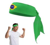 Bandeau de sport avec drapeau national - Respirant - Évacuation de la transpiration - Pour les fans de la coupe du monde de football (Brésil)